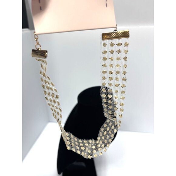 Shining Lace Glitter Choker Gold Transparent Wide Boho Fabric Necklace Women NEW - Picture 3 of 9